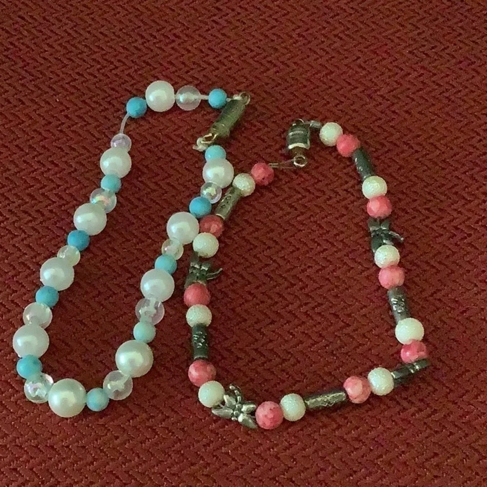Two little girl bracelets one magnetic closure one screw back closure